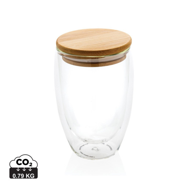 Sklenice s bambusovým víčkem 350ml průhledné