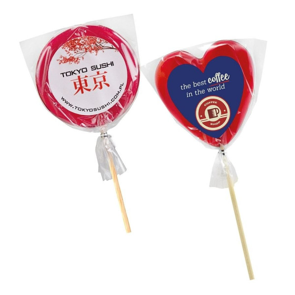 Lollipop hearts with print - 500 pcs