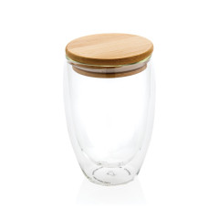 Sklenice s bambusovým víčkem 350ml průhledné
