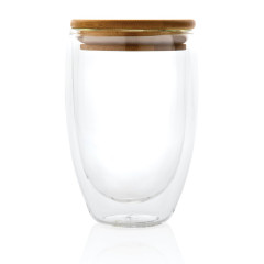 Sklenice s bambusovým víčkem 350ml průhledné