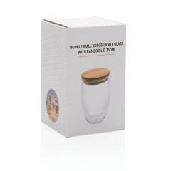 Sklenice s bambusovým víčkem 350ml průhledné